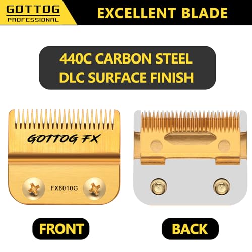 FX8010G Replacement Blades for BaBylissPRO FX870, FX890, FX825, FX673 Clippers, DLC Replacement Fade Blade Compatible with Babyliss Clipper Blades,Gold
