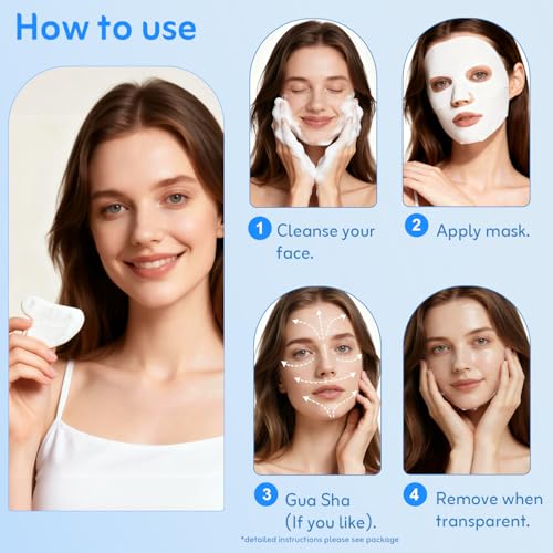 Hydrogel Face Mask 4-Pack with Collagen & Hyaluronic Acid for Deep Hydration