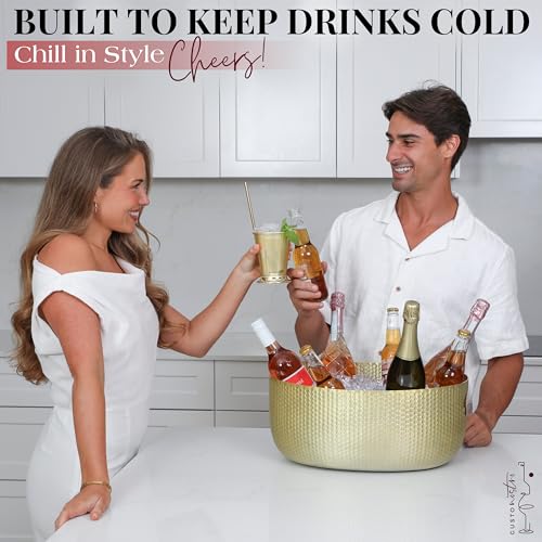 Gusto Nostro Gold Beverage Tub 22 Qt Large Drink Cooler for Parties & Outdoor Events