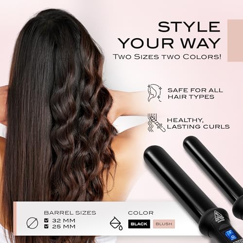 NuMe Classic Ceramic Curling Wand Black 1.25 Inch Tourmaline Hair Curler