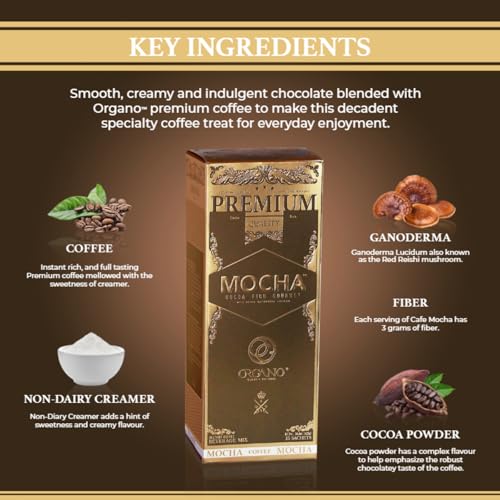 ORGANO Gourmet Cafe Mocha Pack of 2 - 30 Sachets Rich Instant Coffee with Cocoa & Ganoderma