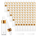 Comrzor 100 Pack 5ml Clear Glass Dropper Bottles with Gold Cap & 4 Dropper Tools