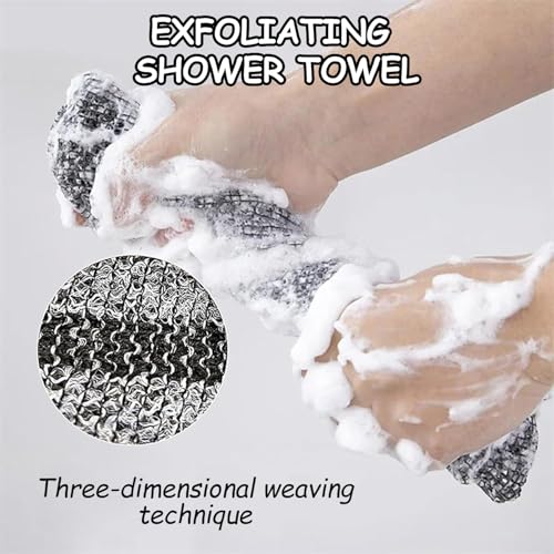 Exfoliating Shower Towel, Premium Scrub Wash Cloth for Body Face, Deep Exfoliating, 2-in-1 Exfoliating Washcloth with 2 Sides for All Skin Types (2PCS)