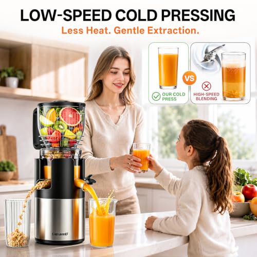 Godspeeds 6-Inch Wide Chute Cold Press Juicer Machine - Black