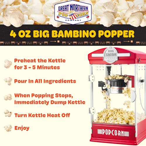 Red Popcorn Machine 4oz Home Theater Snack Maker - Big Bambino