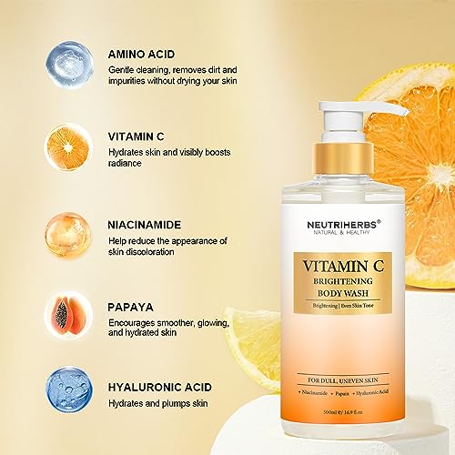 Brightening Body Wash with Vitamin C & Hyaluronic Acid – Dull Skin Relief