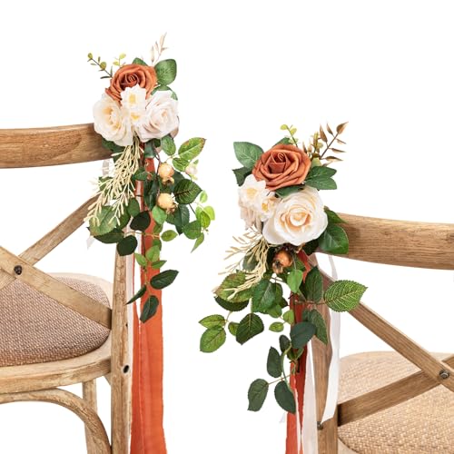 Ling's Moment Sunset Terracotta Pew Decorations for Fall Weddings - 8pcs