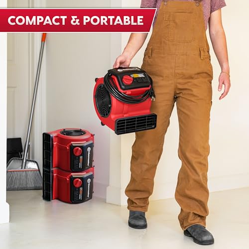 Vacmaster AM201-1101 Red Air Mover & Fan 550 CFM for Drying Cooling