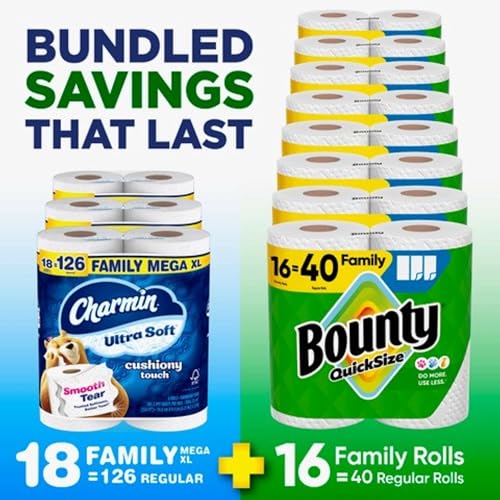 Mega XL Paper Towels - White, 18 Family Rolls, Absorbent & Durable