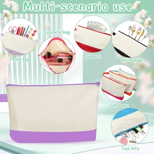 Colorful Sanwuta 30 pcs 18.5-inch Canvas Tote & Makeup Bag Set Bulk