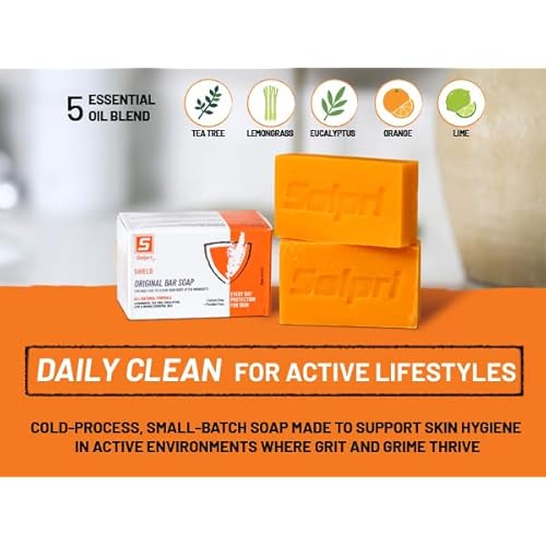 Shield Athletic Tea Tree Soap Bar with Lemongrass & Eucalyptus ? 4 oz (6 Pack) ? Deep-Cleansing Natural Bar for Sweat, Odor & Itch-Prone Skin ? Made in USA