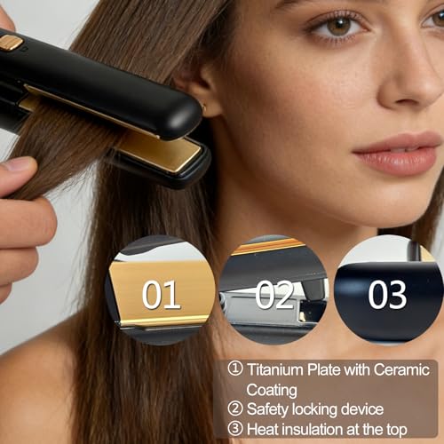 YEURDSEK 2-in-1 Hair Straightener and Curler - Professional 1 Inch Ceramic Flat Iron with Fast Heat Up