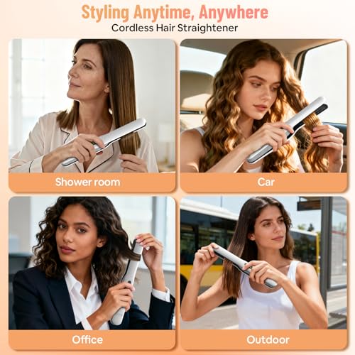 Cordless Hair Straightener & Curler 2-in-1 with Ionic Care - White Plus