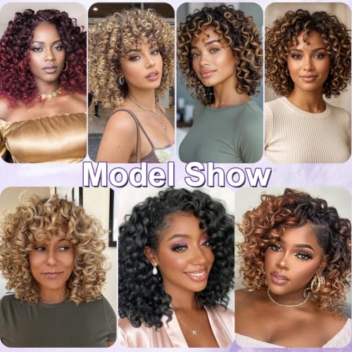 BATISI Gogo Curl Crochet Hair 8 Packs Short Ombre 10 Inch Pre-Looped Synthetic Extensions for Women
