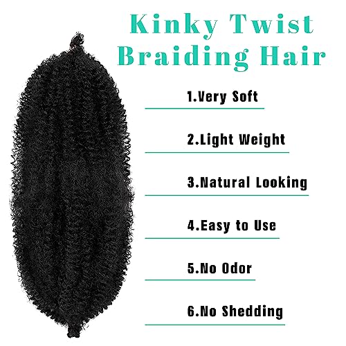 GOWIT 16 Inch Black Marley Twist Braiding Hair - 7 Packs, Soft & Pre-Stretched