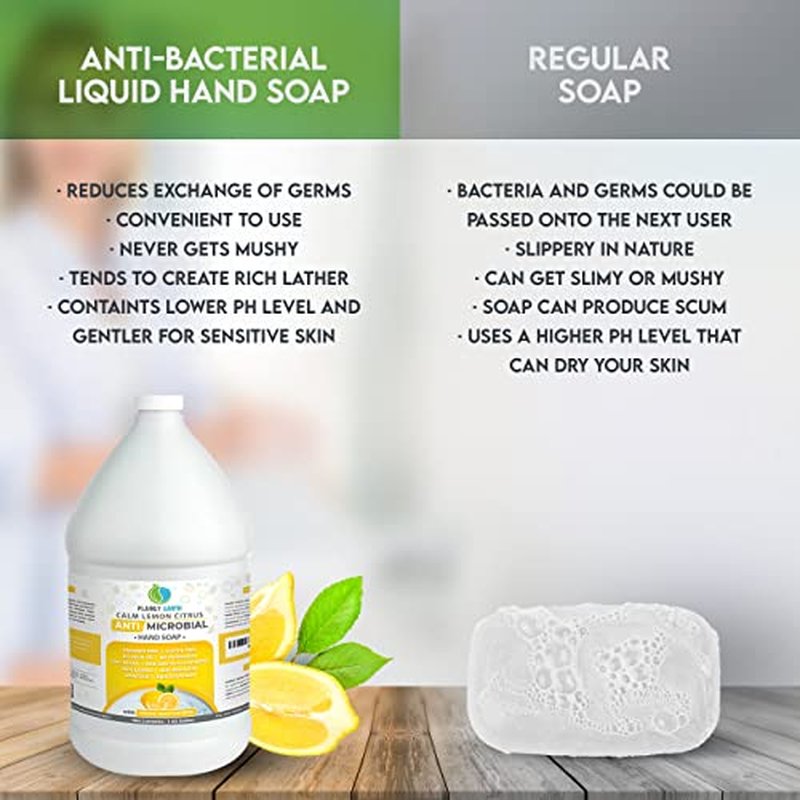 Antimicrobial Liquid Hand Soap (1 US Gallon) - Antibacterial Soap Refill - Hand Soap Refill Bottle - Cruelty Free Moisturizing Soap, Calm Lemon Citrus