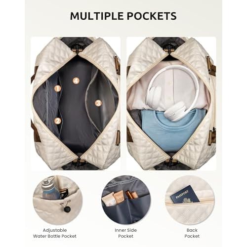 Initial Duffle Bag with Shoe Compartment, Personalized Weekender Bag, Monogram Overnight Bag for Women with Trolley Sleeve & Wet Pocket, Letter Travel Bag with Makeup Bag (Letter K)