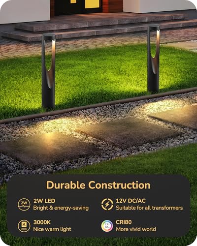 EDISHINE Low Voltage Landscape Path Lights 6 Pack - Modern Durable Garden Lighting