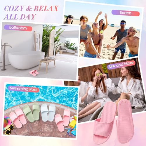 Non Slip Shower Slides for Women & Men - Lightweight Pool & Spa Slippers - 6.5-7 Women / 5-5.5 Men - Light Variation