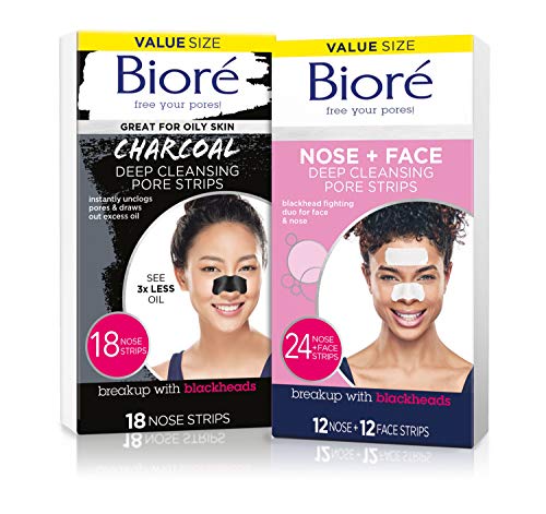Bioré Charcoal Nose & Face Pore Strips Pack - Deep Cleansing & Blackhead Removal