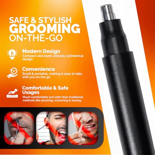 Brio Nose Hair Trimmer for Men & Women, Comfortable Eyebrow Trimmer with Sleek Design, Ear Hair Trimmer Equipped with a 2 - Edge Rotary & Linear Blade