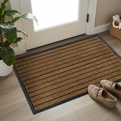 Extra Durable Outdoor Door Mat 47x32 Inches Bright Brown - Non-Slip Entrance Rug