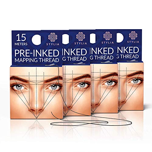 Microblading Supplies Pre-Inked Eyebrow Mapping String - 4 Pack, 60 Meters, Ultra-Thin, Mess-Free, Hypoallergenic, Cosmetic Grade
