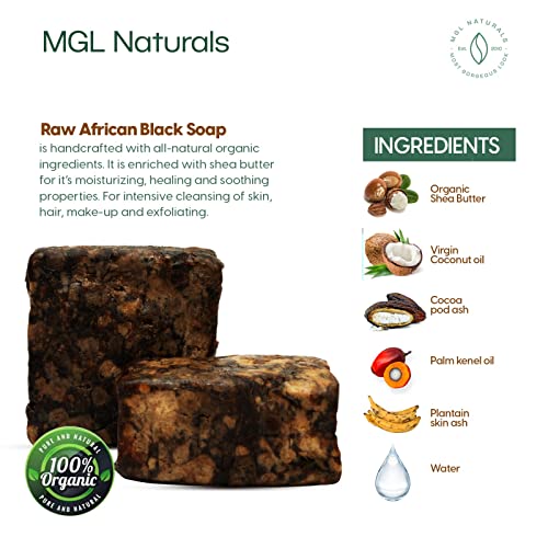 African Black Soap 1 lb - Natural Organic Face & Body Deep Cleansing Bar