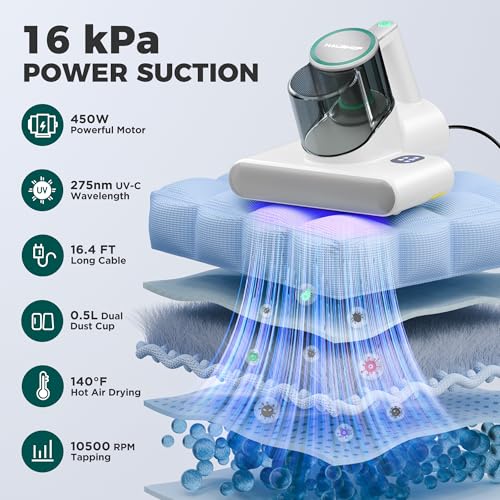 HEPA Mattress Vacuum Cleaner with UV-C Light Deep Clean & Drying