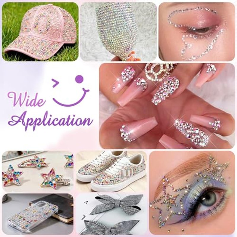 30000Pcs Resin Rhinestones for Bedazzling Kit, 2 Boxes Multicolor 3mm&4mm Bedazzled Crystal, Flatback Gems with 3Pcs 10ml B7000 Jewelry Glue for DIY Crafts Clothing Nail Art Makeup