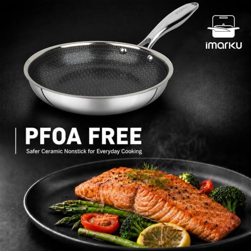 8 Inch Non-Stick Ceramic Frying Pan - Healthy Hybrid Stainless Steel & Ceramic