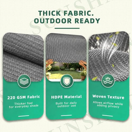 Outdoor Retractable Roller Shade 8ft x 8ft Light Gray Cordless Patio Blind