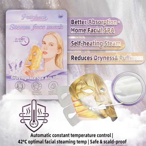 Full Face Steam Mask, Disposable Self-Heating Facial Warm Compress, Gentle Cotton Mask for Deep Pore Cleansing & Skincare Absorption, Portable for Travel, Gifts for Women (10 Pack)