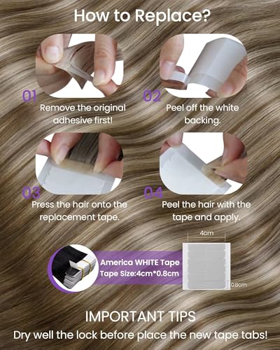 Light Brown to Blonde Tape-In Hair Extensions - 12 Inch, 20 Pieces, Ombre Variation