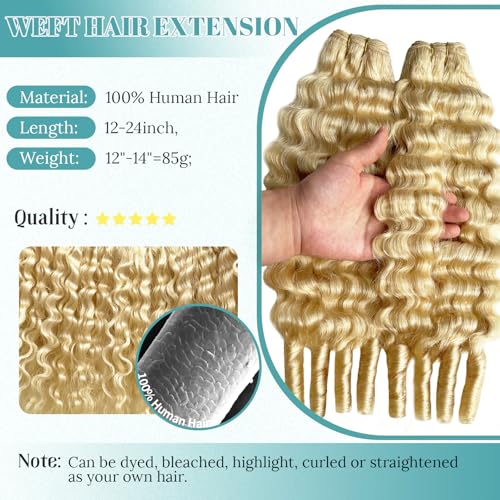 Munx 613 Blonde Burmese Curly Human Hair Bundles 12 Inch 85G Virgin Extensions