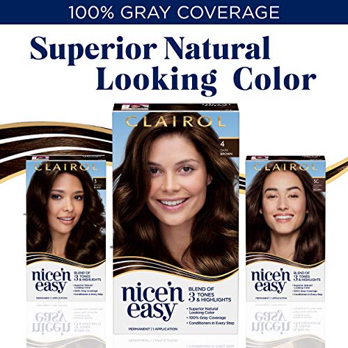 Clairol Nice 'n Easy Permanent Hair Color, 5C Medium Cool Brown, Pack of 3 Allergy Gentle Single-Step Hair Dye, Conditioners, Natural-Looking Color, Salon Highlights, Grey Coverage