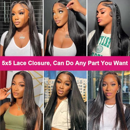 5x5 Transparent HD Lace Closure - Silky Straight Human Hair, Pre-Plucked, 16 Inch