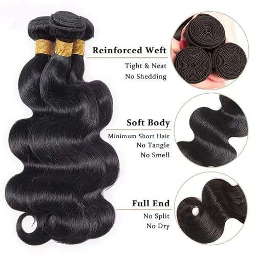 Human Hair Body Wave Bundles 3-Pack 8-8-8 Inch Virgin Brazilian Hair Extensions
