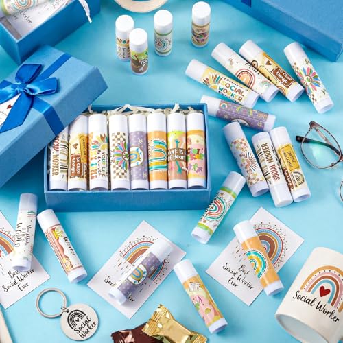 Case Manager Lip Balm Set - Inspirational Quotes & Cherry Flavored Moisturizer - Social Worker Appreciation Gift Bulk 36 pcs