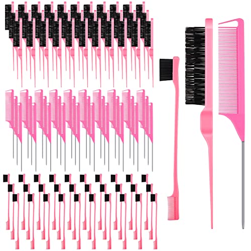 Pink Youyole 90-Piece Hair Styling Set with Edge Brushes & Combs for Women
