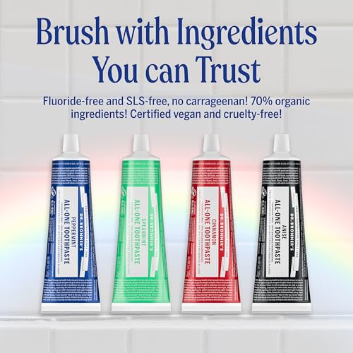 Toothpaste Pack - Fluoride-Free, SLS-Free, Natural Organic Flavors 5 oz - Peppermint, Cinnamon, Anise, Spearmint - 4 Pack