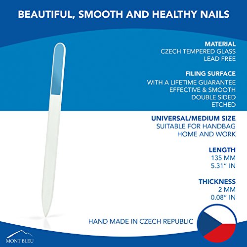 Mont Bleu Crystal Glass Nail Files Gift Set – 5+1 Free, Handmade with Swarovski, Durable & Gentle for Natural Nails
