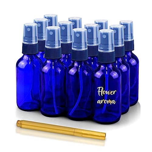 Glass Spray Bottles for Essential Oils & Perfumes, Refillable 2oz Set of 12