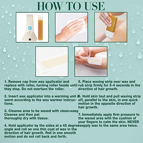 Clean + Easy Large Wax Roller Heads ? Roll On Wax Refill Applicators, Compatible with Wax Cartridges for Legs & Body Hair Removal, 3 Pack