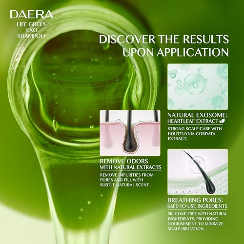 DAERA Exo Green Shampoo for Thinning Hair 10.14 Fl Oz - Volumizing, Deep Cleansing, Biotin & Caffeine