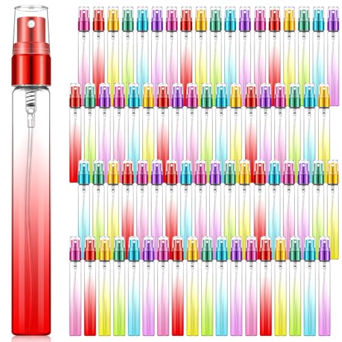 72 Pack Mini Refillable Perfume Spray Bottles 10ml Colorful Glass Atomizers for Travel