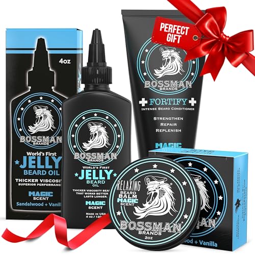 Bossman Essentials Beard Kit for Men - Magic Scent - 3-Piece Grooming Set - Variation of B. Essentials Kit Magic