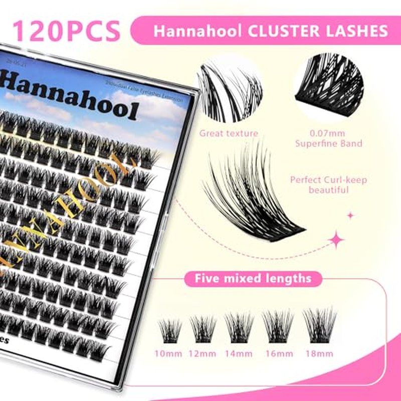 Large Tray,10-20mm to Choose DIY Eye Lashes Extensions 120 Cluster Wide Stem Eyelashes Soft and Lightweight Individual False Eyelashes Dramatic Look (14mm)