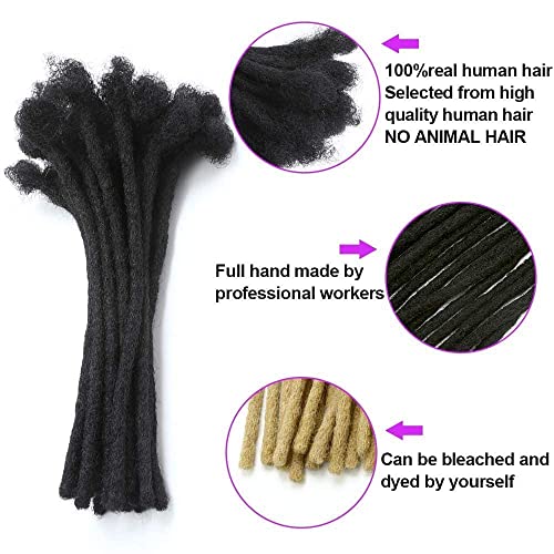 Human Hair Dreadlock Extensions 6-22 Inch Full Handmade Permanent Locs for Women Men Kids