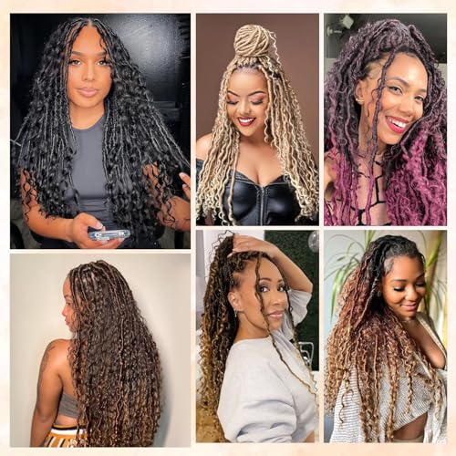 27/613 Faux Locs Crochet Hair for Black Women - 30 Inch, 8 Packs Pre-Looped, Curly Ends